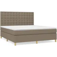 vidaXL Boxspring met matras stof taupe 180x200 cm