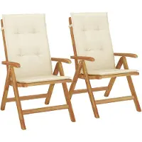 vidaXL Tuinstoelen 2 st verstelbaar met kussens massief teakhout
