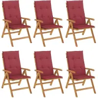 vidaXL Tuinstoelen 6 st verstelbaar met kussens massief teakhout