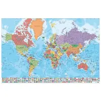 Merkloos Poster Map World es Physical Politic 91,5x61cm