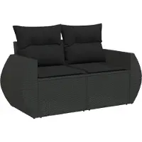 vidaXL 6-delige tuinmeubelset met kussens, zwart, polyrotan