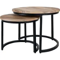 Home67 Industriële salontafel set van 2 jelle mangohout