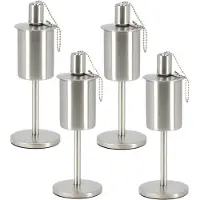 Fancy flames RVS olie/tuinfakkel - 4x - 9.5 x 25 cm - op stabiele voet