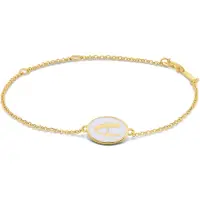 New Bling 9LA-20058-A Zilveren Armbandje met Letter - A - Ovaal - 12x8,6mm - Wit - Zilver - 16+2+3cm - Verguld/Goud op Zilver