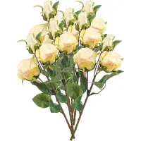 Emerald Kunstbloemen boeket Rozen - 8x - 44 cm - creme wit - Kunst zijdebloemen