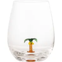Bloomingville Misa Drinkglas met Palmboom – mondgeblazen glas – 560 ml