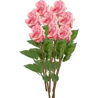 Emerald Kunstbloemen boeket Roos Bud - 8x - 58 cm - roze - Kunst zijdebloemen