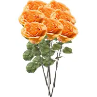 Emerald Kunstbloemen boeket Roos Laurie - 8x - 57 cm - oranje - Kunst zijdebloemen
