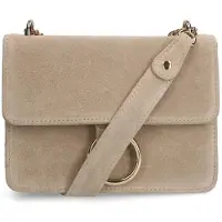 Manfield Beige suède schoudertas | Maat adult