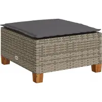 vidaXL Tuinkruk met kussen 63,5x56x32 cm poly rattan grijs