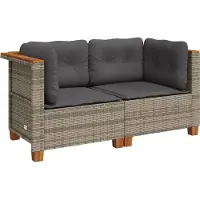 vidaXL - Tuinhoekbanken - 2 - st - met - kussens - poly - rattan - grijs