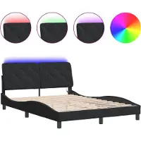 vidaXL Bedframe met LED zonder matras fluweel zwart 140x200 cm