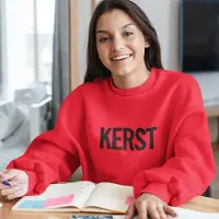 B&C Foute Kersttrui Rood - Met zwarte tekst: Kerst - Maat 2XL - Kerstkleding voor dames & heren