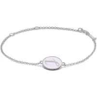 New Bling 9LA-20060-J Zilveren Armbandje met Letter - J - Ovaal - 12x8,6mm - Lila - 16+2+3cm - Rhodium - Zilver