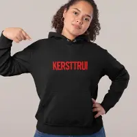 B&C Foute Kerst Hoodie Zwart - Met rode tekst: Kersttrui - Maat XL - Kerstkleding voor dames & heren