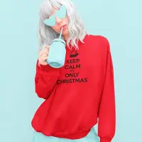 B&C Foute Kersttrui Rood - Keep Calm It’s Only Christmas Black - Maat M - Kerstkleding voor dames & heren