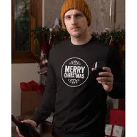 B&C Zwarte Kersttrui Merry Christmas Round - Maat XS - Kerstkleding voor dames & heren