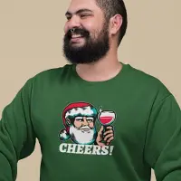 B&C Foute Kersttrui Groen - Kerstman Cheers - Maat 4XL - Kerstkleding voor dames & heren