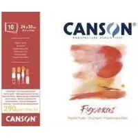 Canson Tekenpapier "Figueras", 300 x 400 mm, 290 g/m² 10 vellen, linnenstructuur, aan de korte kant (300 x 400 mm, Geen, Geen binding)