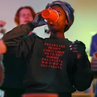 B&C Zwarte Foute Kersttrui - Merry Christmas Ya Filthy Animal Red - Maat 3XL - Kerstkleding voor dames & heren