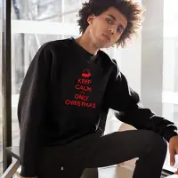 B&C Foute Kersttrui Zwart - Keep Calm It’s Only Christmas Red - Maat XL - Kerstkleding voor dames & heren