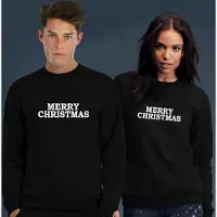 B&C Merry Christmas Kersttrui Zwart - Maat M - Kerstkleding voor dames & heren