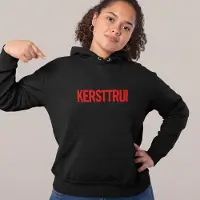 B&C Foute Kerst Hoodie Zwart - Met rode tekst: Kersttrui - Maat L - Kerstkleding voor dames & heren