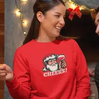 B&C Foute Kersttrui Rood - Kerstman Cheers - Maat 2XL - Kerstkleding voor dames & heren