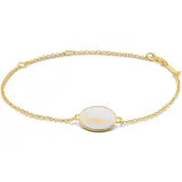 New Bling 9LA-20058-F Zilveren Armbandje met Letter - F - Ovaal - 12x8,6mm - Wit - Zilver - 16+2+3cm - Verguld/Goud op Zilver