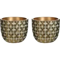 Ideas 4 Seasons Ideas4Seasons Bloempot/plantenpot ruit motief Hanoi - 2x - goud - D14 x H12 cm - voor binnen