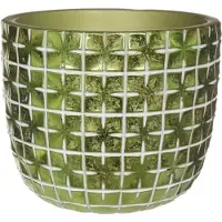 Ideas 4 Seasons Ideas4seasons Bloempot/plantenpot ruit motief Hanoi - metallic groen - D10 x H8 cm - voor binnen