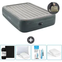 OEM Tweepersoons luchtbed - 152 x 203 x 46 cm - Grijs - met pomp - beddengoed - kussens - reparatieset en kussensloop
