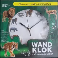 MESA LIVING Wandklok met dierengeluiden - elk uur een ander dierengeluid - klok met wilde dieren geluiden