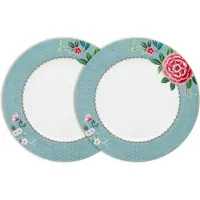 Pip studio Blushing Birds Dinerborden - Blauw - Porselein - Set van 2 - 26.5cm