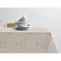 Södahl Star Damast tafelkleed kerst - 320 x 140 cm - 100% katoen damastweving - rechthoekig - tafellaken met de klassieke kerstster - beige