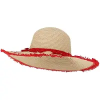 Sarlini Strandhoed Zonnehoed Beige-Rood. Maat: M