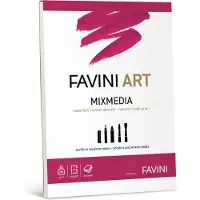 Favini – 20 Vel Mix Media Papier A4 – Natuurlijk Wit – 250 g/m² – Grof Structuur – Voor Acryl, Gouache & Gemengde Technieken – FSC – Gemaakt in Italië