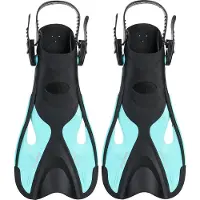 Atlantis Dolphin - Flippers - Zwemvliezen - Verstelbare Hielstrap - Voor Zwemmen & Snorkelen - Kinderen - Zwart/Turquoise - 30-36