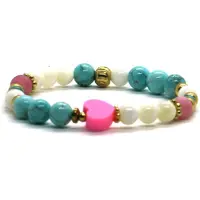 Heaven Eleven Meisjes armband hartje turkoois rvs 6 mm