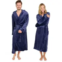 Blumtal Badjas Unisex - Dames en Heren Badjas - Fleece Badjas met Capuchon - met Zakken - Donkerblauw - Maat M
