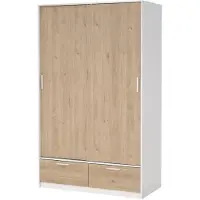Ebuy24 Line kledingkast 2 deuren 2 laden okkernoot decor wit.