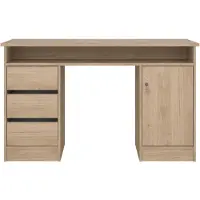 Ebuy24 FunctionPlus bureau met slot 1 deur 3 laden okkernoot decor.