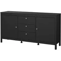 Hioshop Madrid dressoir 2 deuren 3 laden zwart mat.