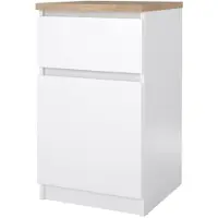 Tvilum Naia nachtkastje deur omkeerbaar 1 deur 1 lade okkernoot decor wit hoog glans.