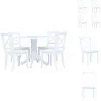 vidaXL Eetset - Eetsets - Eethoek - Eethoeken - 5-delige Eethoek massief rubberwood wit