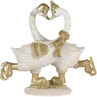 Clayre & Eef Witte Decoratie zwanen 18*8*17 cm 6PR4686