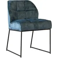 Bronx Velvet eetkamerstoel Janna blauw