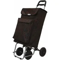 AMIG Boodschappentrolley vierkant - zwart/rood - 48 liter - aluminium frame - met vriesvak - Boodschappentrolleys