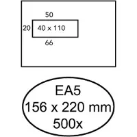 Antalis Envelop EA5 156x220mm 90gram Doos 500 stuks Venster Links Stripseal Naturel FSC C010533