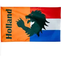 Feestdirect Vlag van Oranje Rood/Wit/Blauw/Oranje met Leeuw